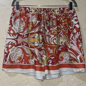 Fashion Nova Orange Floral Paisley Tie Waist Shorts Size‎ XL Boho Burnt Orange